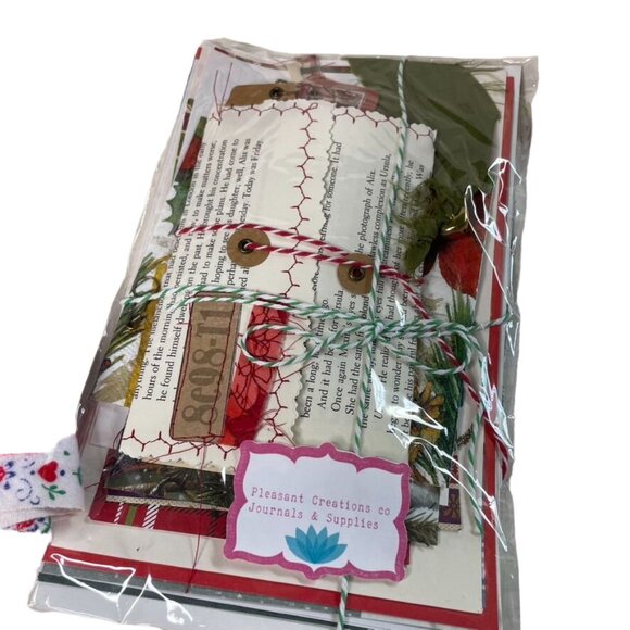 Christmas Junk Journal  With Charm u Washi  Fabric Wrap Tons Ephemera Handmade P - Picture 3 of 16